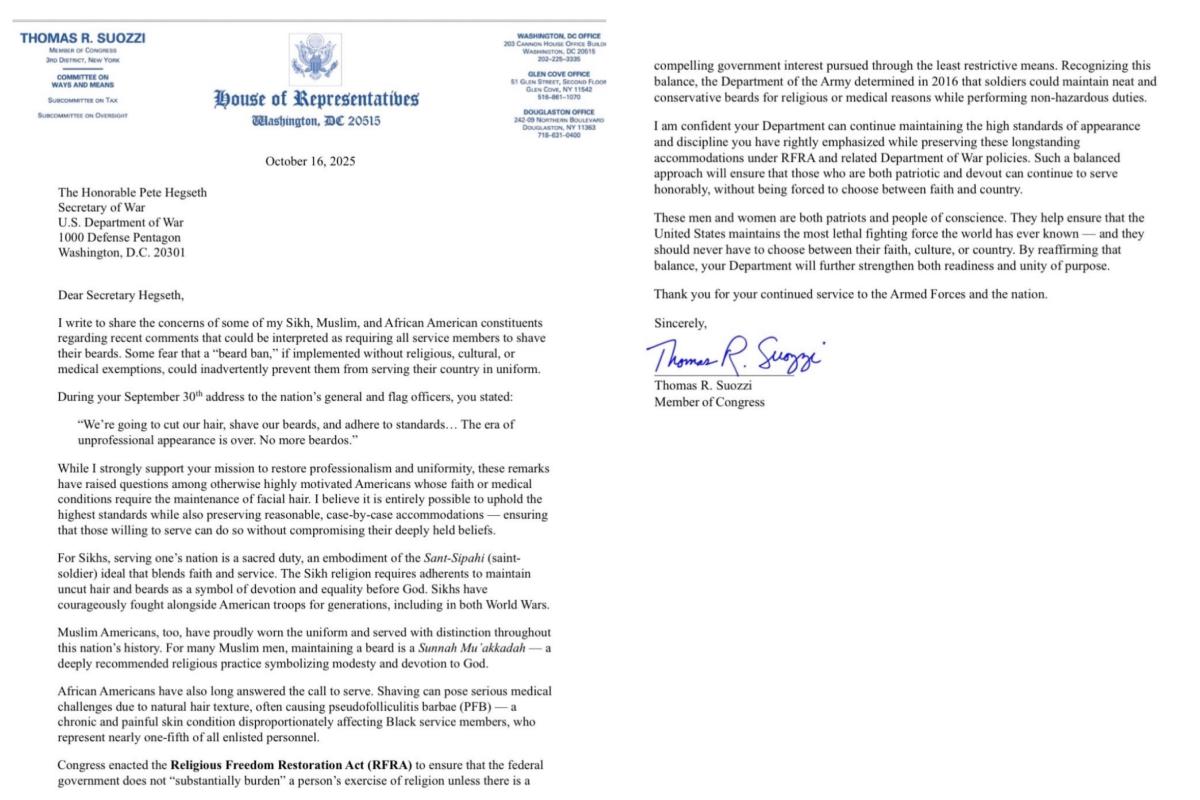 Hegseth letter