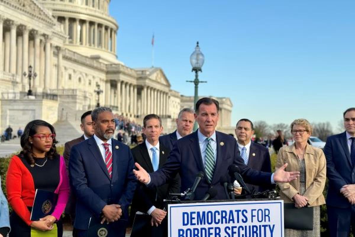Congressman Suozzi speaking at the Democrats for Border Security Task Force press conference